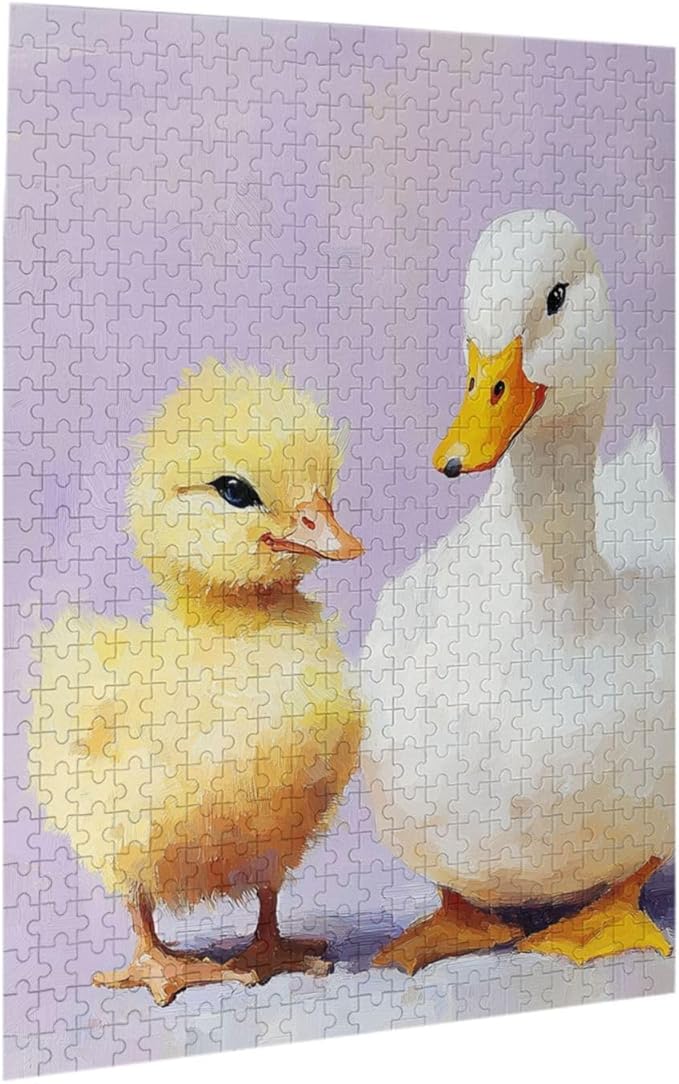 Adorable Chicks and Ducklings,500 Piece Wooden Jigsaw Puzzle for Adults,Brain Training Challenge,Stress Relief Activity,Heartwarming Farmyard Artwork, Eco-Friendly Woodens Pieces