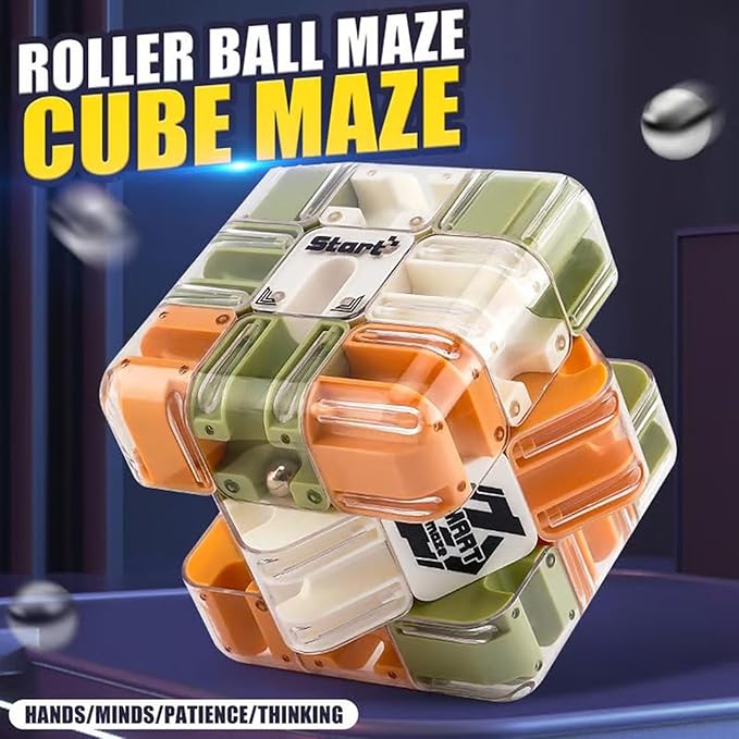 Large Labyrinth 3D Puzzle Maze Cube Engaging Brain Teaser Toy High Difficulty Puzzle Maze Ball for Stress Relief & Logic Development IQ Mind Challenge Puzzles Box Educational Focus Game(2PCS)