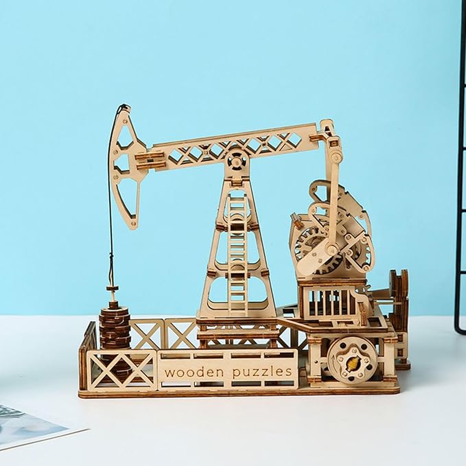 3D Wooden Puzzles Oilfield Oil Pump Model Kits, Brainteaser and Puzzle for Christmas/Birthday,Gifts for Adults and Teens to Build Combination