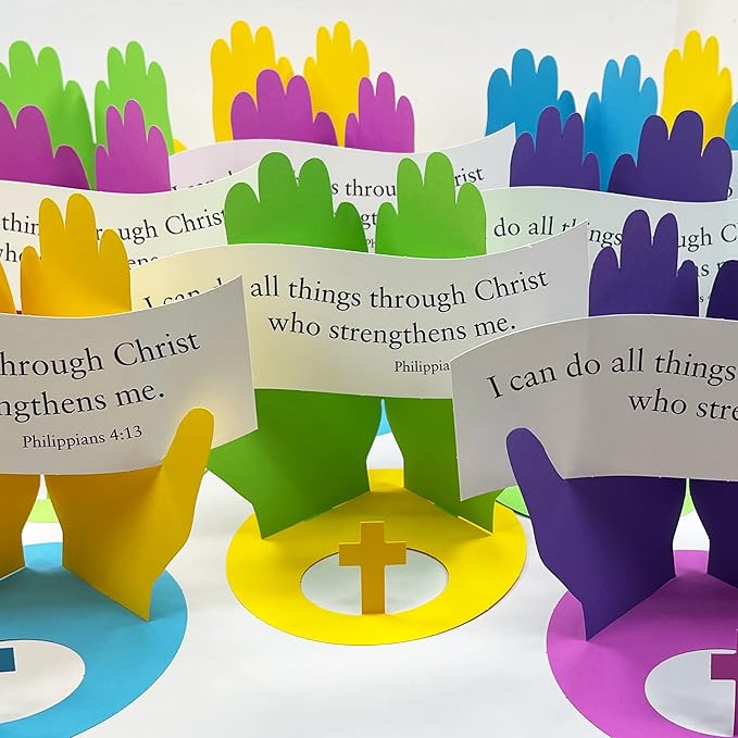 FreshCut Crafts Philippians 4:13 Punch-Out 3-D Paper Kit, 12 Colorful Tabletop Displays- Bible Craft for Kids Ages 5 & Up, Perfect for Sunday School, Church Activities, Homeschooling, Classroom Decor