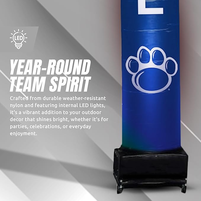 NCAA Penn State Nittany Lions Football Wacky Waving Inflatable Tube Guy with LED Lights & Built-in Blower - 6" x 36" x 96" Inflatable Tube Man Crazy Sports Fan Outdoor Party Decoration