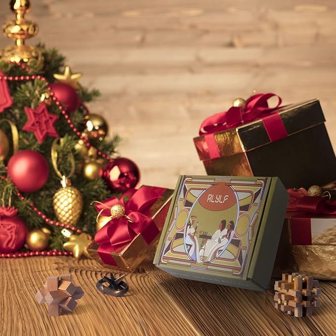 8 Pieces Wooden and Metal Brain Teaser Puzzles 3D Education Toys for Adults and Kids IQ Logic Training Family Game Party Favor Coffee Table Time Unlock Interlock Mind Puzzles Box