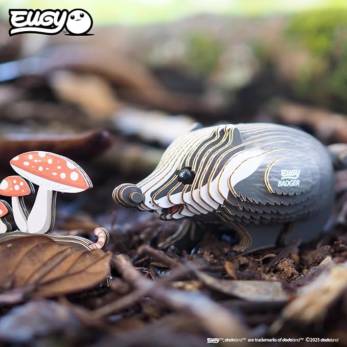 Eugy Badger 3D Puzzle, 35 Piece Eco-Friendly Educational Learning Puzzles for Kids 6+