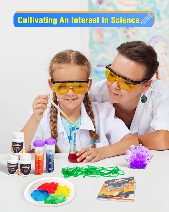 60+ Science Experiment Kit for Kids Ages 5-6-7-8, STEM Educational Science Gifts for Kids, First Science Kit for Boys Girl Birthday
