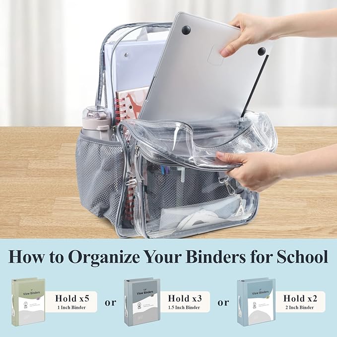 PACKISM Clear Backpack for School - 17 inch Large Heavy Duty Clear Bookbag, See Through PVC Backpacks (for age 12 above)