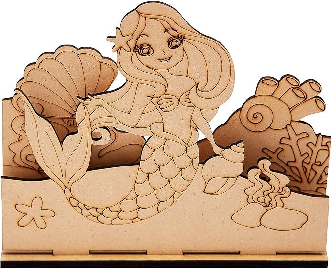 Fun Express 3D DIY Mermaid Wood Puzzle Painting Kit, All in One Kids Craft Kit, Holiday, Birthday and Everyday Gifts, Great Creative Activity for Home and School