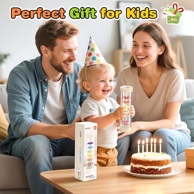 Rainmaker Toy,Montessori Toys for 0+ Year Old,Baby Wooden Sensory Development Toy,Christmas Birthday Gift for Baby Infant-7.7 Inch