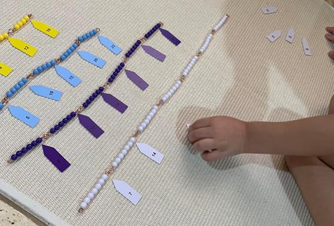 BOHS Montessori Bead Chains & Squares - Skip Counting, Multiplication, and Square Number Learning Toy for Pre-K Math Education