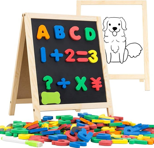 INNOCHEER Magnetic Letters and Numbers for Toddlers, Magnetic Board for Kids, ABC Alphabet Magnets, Educational Dry Erase Board - Whiteboard & Chalkboard for Toddlers Writing & Drawing Kids Toys