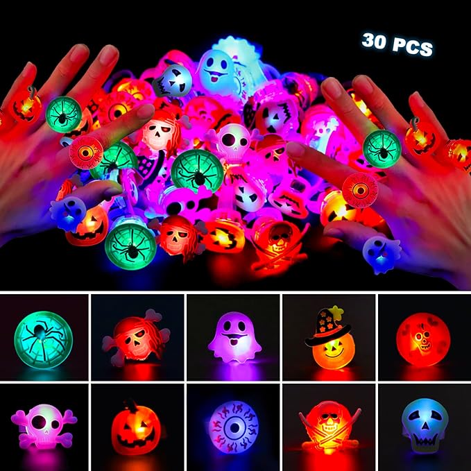 84 PCS Halloween Party Favors for Kids, Halloween Glow in The Dark Toys Bulk Light Up Necklace Bracelet LED Rings Halloween Goodie Bag Fillers Treats for Classroom Prizes Trick or Treat Gifts Game