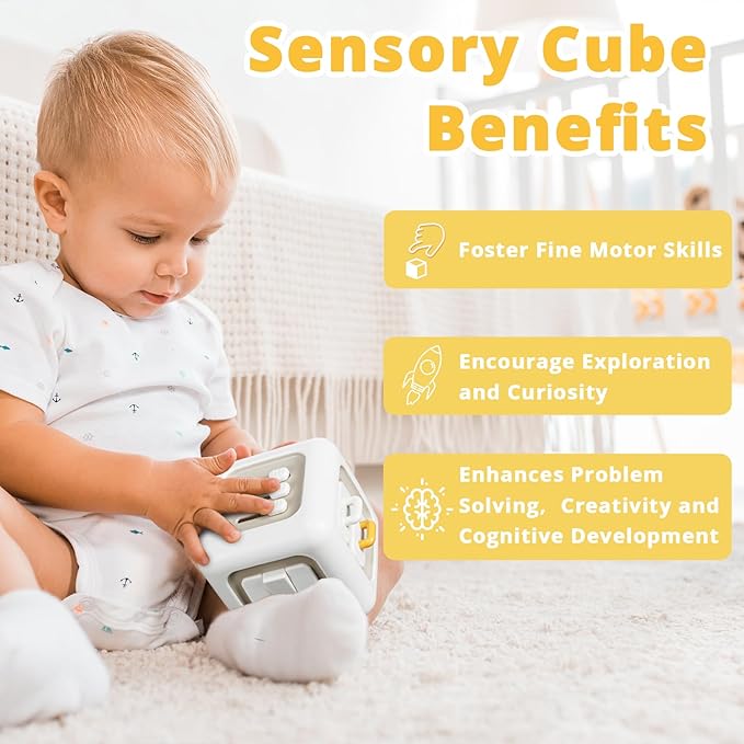 Busy Cube, Toys for 1 Year Old Boy, Montessori Toys for 1+ Year Old, Travel Sensory Toys for Toddlers 1-3, Learning Fine Motor Skills| 1st Birthday Gifts Boy 9 12 Months +
