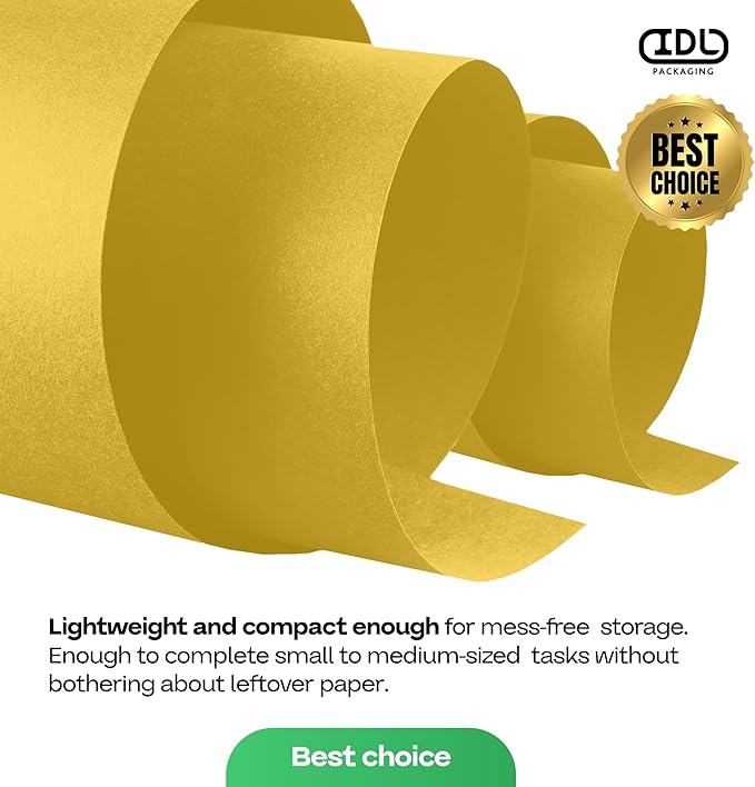 12" x 1200" (100 ft) Yellow Kraft Paper Roll, Pack of 2 - USA-Made Quality Craft Paper for Gift Wrapping, Kids' Arts & Crafts, School Projects - 100% Recycled, 50 lb Natural Material by IDL Packaging