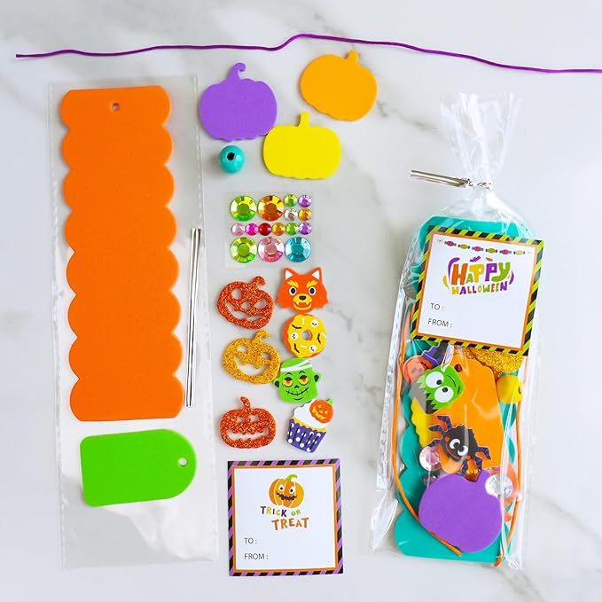 Winlyn 36 Sets Halloween Craft Kits Fall Crafts DIY Pumpkin Jack-O'-Lantern Bookmark Ornaments Decorations Art Sets Halloween Foam Stickers Art and Crafts for Kids Classroom Activities Party Favors