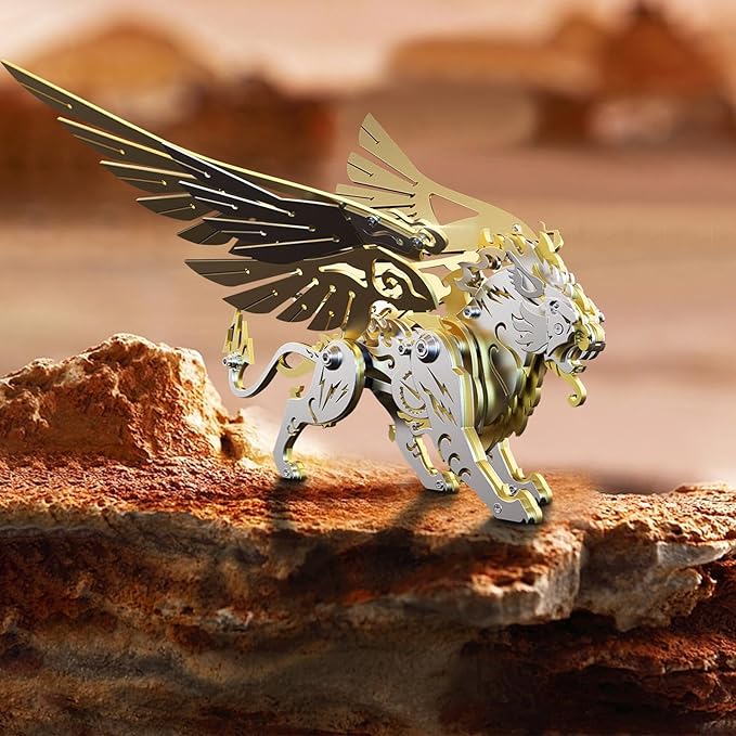 3D Metal Puzzles for Adults,3D Metal Model Kits Mechanical Golden White Tiger,Steel 3D Puzzles Stainless Steel Ornaments for Adults Home Decor Art Craft Gifts Toys.