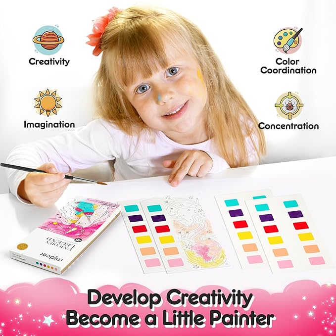 Watercolor Painting Coloring Books Pocket Watercolor Paint Bookmarks, Mess Free Paint with Water Set, Travel Class Activities Art Party Favors Exchange Birthday Gifts for Kids