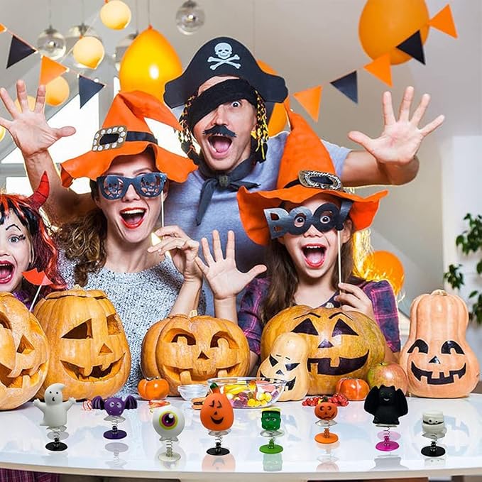24 PCS Halloween Jumping Popper Toys Spring Launchers for Kids Boys Girls Halloween Party Favors Halloween Treat Bags Gifts Halloween Games