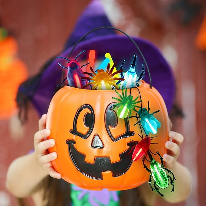 Glow Critters for Halloween Party Favor, Glow in The Dark Toys Set for Kids, School Classroom Game Rewards, Trick or Treating Goodie Supplies, Halloween Miniatures/Prizes,20 Critters 40 Glow Sticks