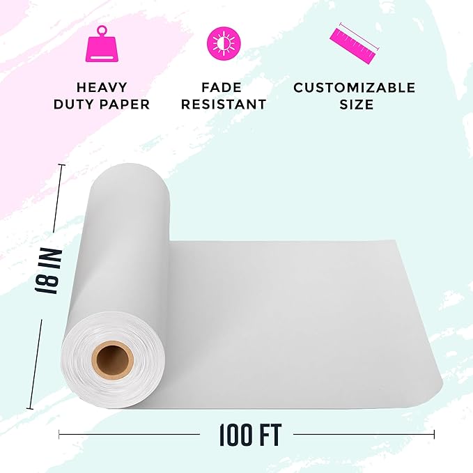 Bryco Goods 18”x1200” (100’) White Wrapping Paper – Kraft Paper Roll for Painting, Drawing, Banner, Bulletin Board, Easel Use, Floor Covering, Packaging, Shipping, Arts & Crafts – Made in USA