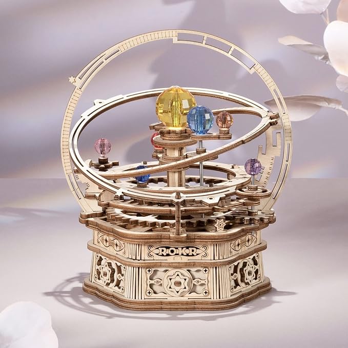 ROKR 3D Wooden Puzzles for Adults Mechanical Music Box-Starry Night, DIY Rotating Music Box Model Building Kits for Teens, DIY Crafts/Hobbies/Gifts Desk Decor for Boys Ages 14+ (Starry Night)
