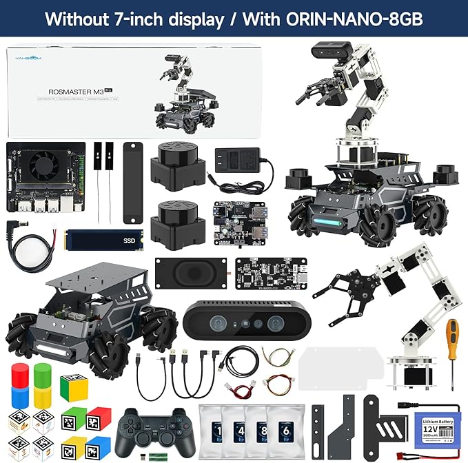 Yahboom Jetson Orin Nano 8GB ROS2 AI Robot Kit Large AI Model Supports 3D Mapping Navigation, Movelt Simulation, AI Vision, App Control