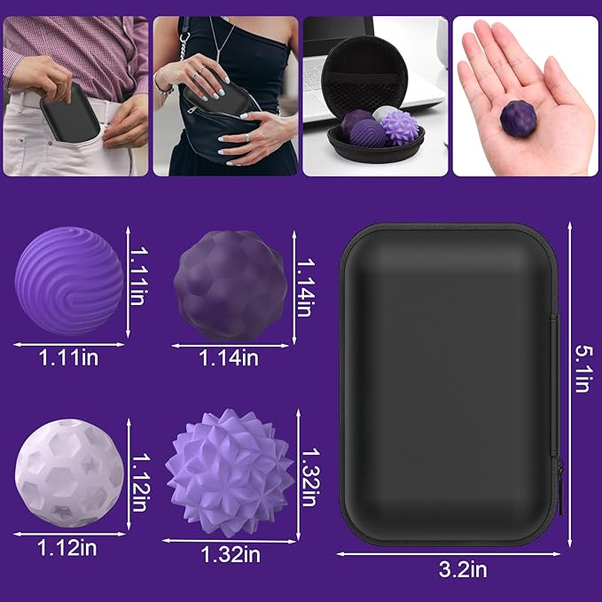 BUSOHA Silicone Magnetic Fidget Balls - 8 Pack Silicone Stress Relief Balls Stone for Adults Sensory Travel Toys for Calming,Stress,Autism and ADHD,Gifts for Kids Girls Boys,Purple