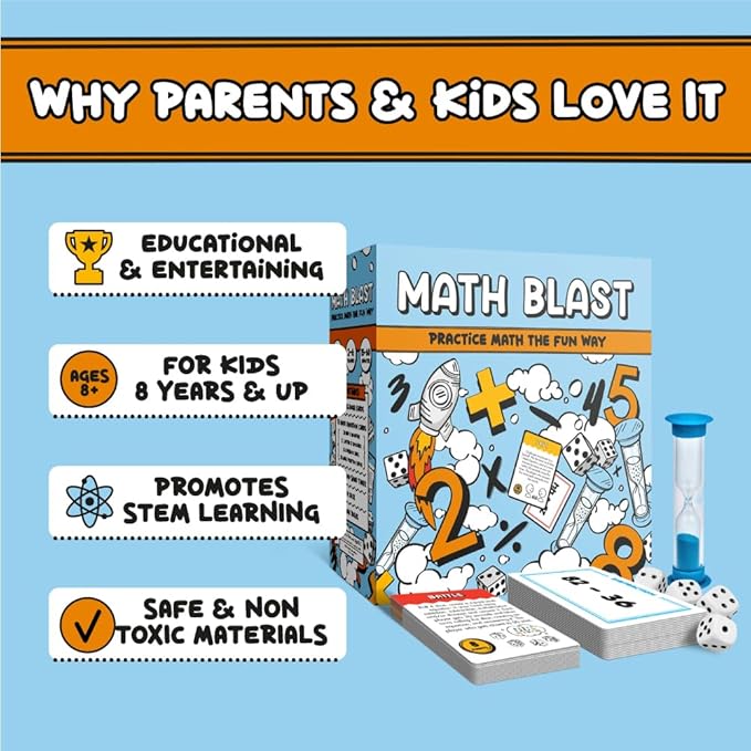 Math Blast! Cool Math Games for Kids 8-12 - Fun Educational Mental Math Game for Home & Classroom - Practice Math The Fun Way