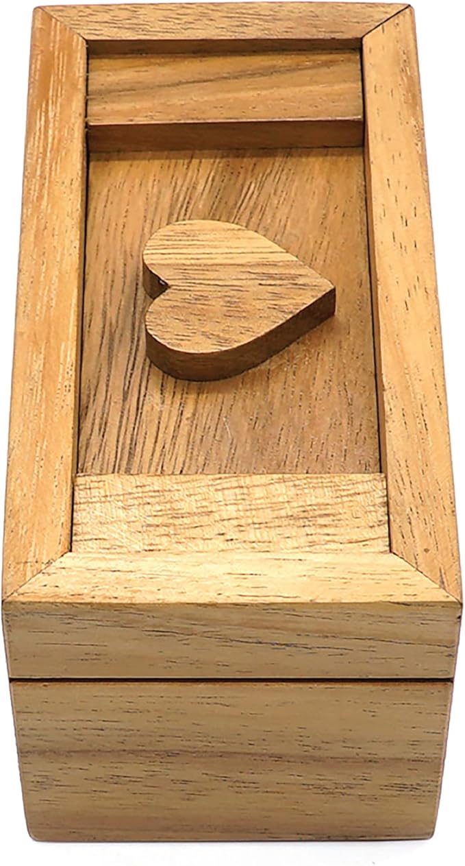 BSIRI Secret Heart Box- Secret Box Brain Teaser Wooden Puzzle Boxes with Hidden Compartments. Ideal Mystery Box, Money Box, Jewelry Box, 3D Puzzle Lock Box, Gift Card, and Money Puzzle Box