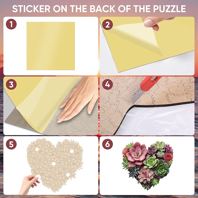 Ruikiyart Wooden Puzzles for Adults,200 Pieces Heart Flower Succulent Wooden Jigsaw Puzzles for Adults and Kids,Extra Thick 5mm,Fun Challenging Christmas Creative Gift,11.2"*10.8"