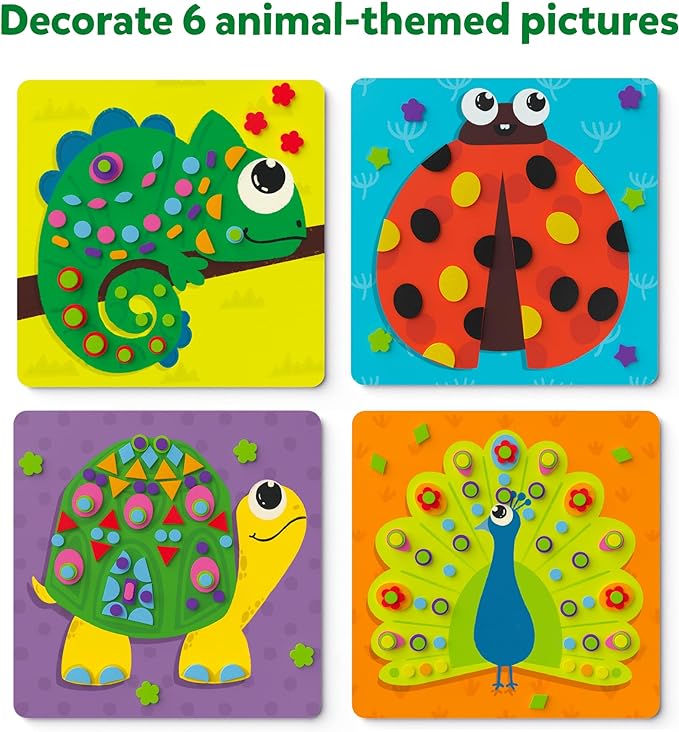 Skillmatics Foam Sticker Art Activity - Animals, Mess-Free Fun for Kids, 800+ 3D Foam Stickers, DIY Felt Craft Kits, Gifts for Boys & Girls Ages 3, 4, 5, 6, 7