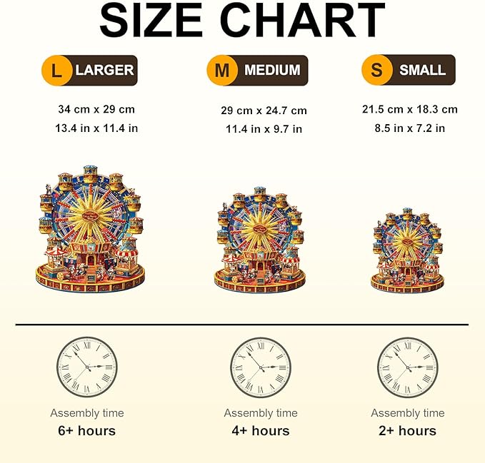 Jigfoxy Wooden Puzzles for Adults, Circus Ferris Wheel Wood Puzzles Adult, Unique Animal Shape Wooden Jigsaw Puzzles for Adults, Birthday Gifts for Puzzle Lovers, Family, Friend (M-11.4 * 9.7in-175pc)