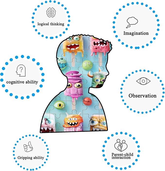 LELEMON Popsicle Monsters Puzzles for Kids Ages 4-8,100 Pieces Funny Colorful Monsters Ice Cream Jigsaw Puzzles in a Metal Box,Cute Monster Popsicles Learning Educational Toys for Boys Girls