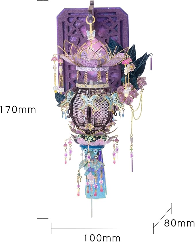 MU 3D Metal Puzzle Butterfly Lighting Palace Latern Shaped Fridge Magnet Models Kits Building 3D Wooden Puzzles, DIY Refrigerator Magnets Craft Work Miniature, Birthday Gifts Home Office Room Decor