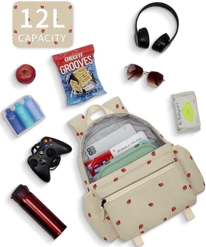 Corduroy Toddler Backpack for Boys and Girls 2-5: Preschool Cute Kids Backpack 13.5" H Fit Folder