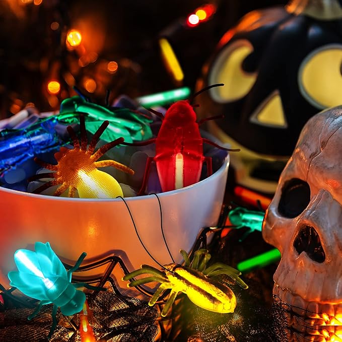 Glow Critters for Halloween Party Favor, Glow in The Dark Toys Set for Kids, School Classroom Game Rewards, Trick or Treating Goodie Supplies, Halloween Miniatures/Prizes,20 Critters 40 Glow Sticks