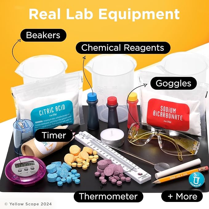 Chemistry Kit, Science Experiment for Girls & Boys, STEM Activities for Kids Ages 8-12, Beakers & Bubbles Foundation Chem Set