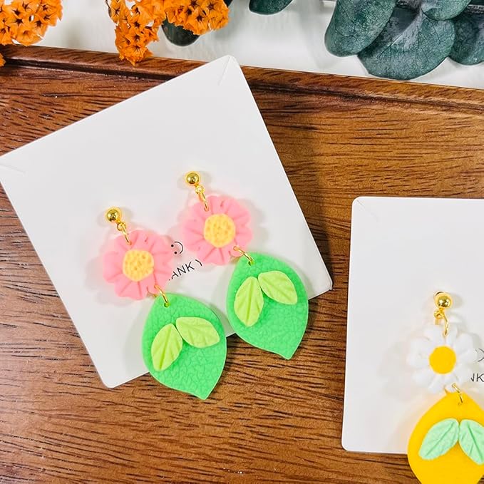 Lemon Flower Polymer Clay Cutters – 3 Pcs Clay Earring Cutters Set – Clay Tools for Polymer Clay Jewelry Making – DIY Summer Earring Cutter Kit for Crafts and Accessories