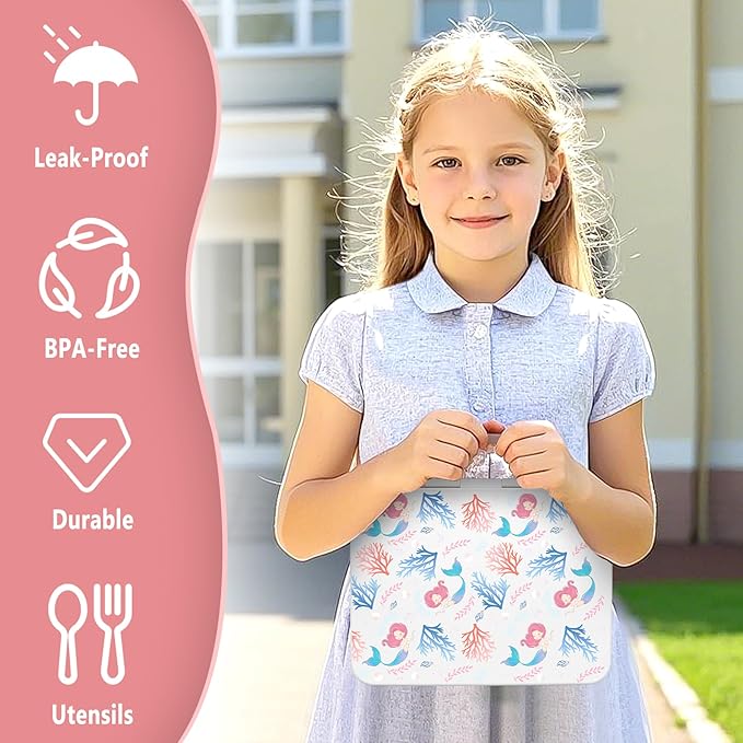 Chill Lunch Box Kids, Leak Proof Adult Bento Box with Ice Pack, 6 Compartment Lunch Container with Utensils for Girl Boy Back to School, 5.5-Cup Capacity, Dishwasher Safe, BPA Free