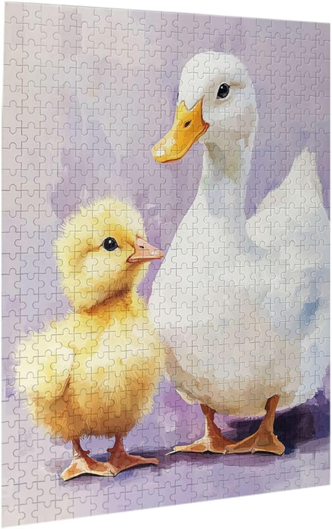 Adorable Chicks and Ducklings,500 Piece Wooden Jigsaw Puzzle for Adults,Heartwarming Farmyard Artwork,Brain Training Challenge,Stress Relief Activity,Eco-Friendly Woodens Pieces