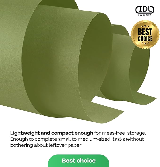 Green Kraft Paper Roll 18" x 2160" (180 feet) - USA-Made Craft Paper for School, Gift Wrapping, Moving & Packing - High-Density Kraft Material for Art by IDL Packaging