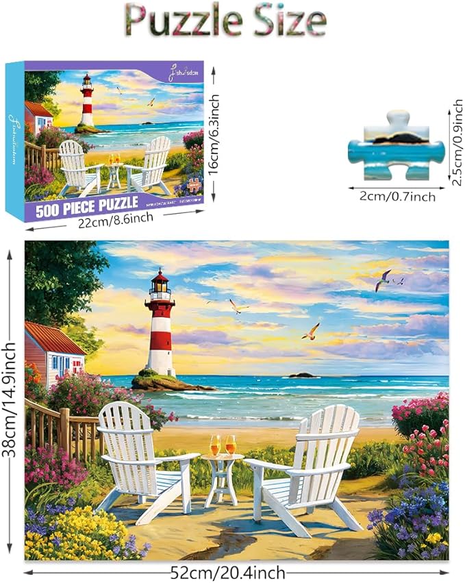 500 Piece Jigsaw Puzzle for Adults and Teens and Kids Summer Fun Best Gift Happy Games Coastal Sunset