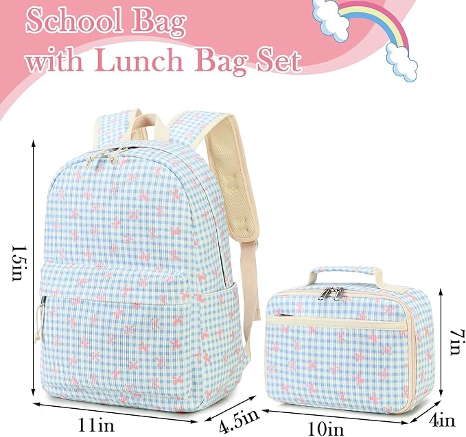 LEDAOU Kids School Backpack with Lunch Box for Girl Boy Toddler BookBag School Bag Preschool Kindergarten Backpack
