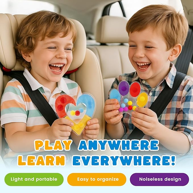 LovesTown 6PCS Color Sorting Toys, Matching Games for Toddlers Different Shapes Sensory Fidget Toys for Kids with Autism Airplane Travel Birthday Christmas Classroom Rewards