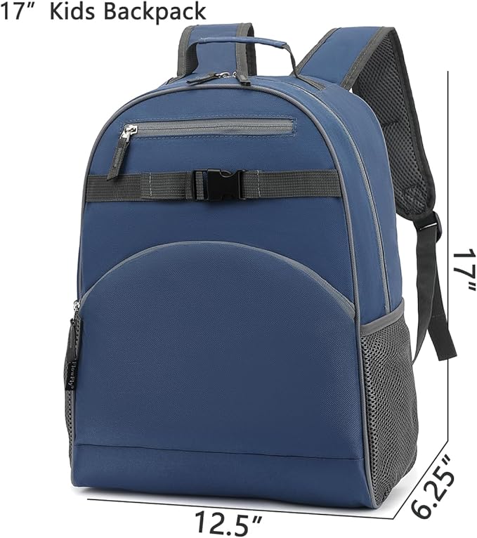 FlowFly Kids Backpack for Toddler Boys Girls, Simple Lightweight Bookbag for Daycare Kindergarten Elementary School Travel, Small Modern Bag (Large), Cyan
