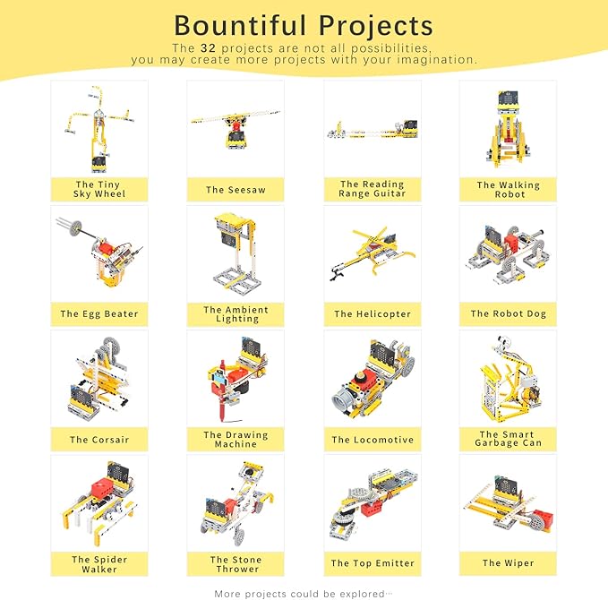 ELECFREAKS microbit 32 in 1 Wonder Sensor Kit, Makecode Programmable Learning Kit with Building Bricks/Sensors/Wukong Expansion Board(Without Micro:bit)