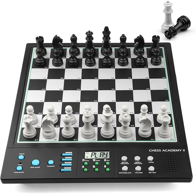 Advanced Electronic Chess Board, Smart Computer Chess Set, AI Voice Coach Learning for Kids, ELO 2200+ for Improving Players, Magnetic Large Pieces & Board Perfect for Adults, LCD Display(Black)