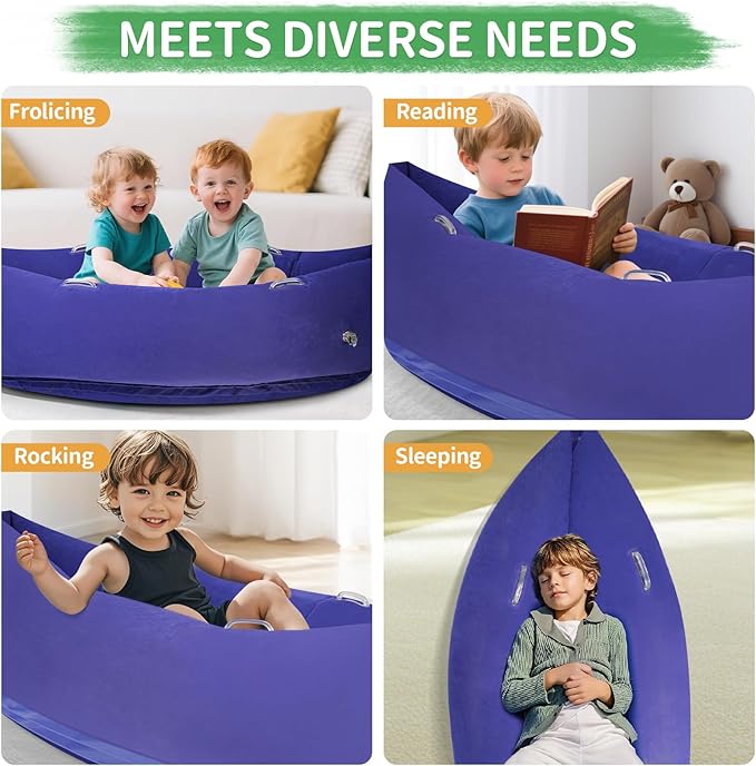 lefeke Sensory Chair for Kids,60" Includes Electric Air Pump,Inflatable Sensory pod for Children, Sensory Toys for Kids with Autism,Sensory Peapod,Purple