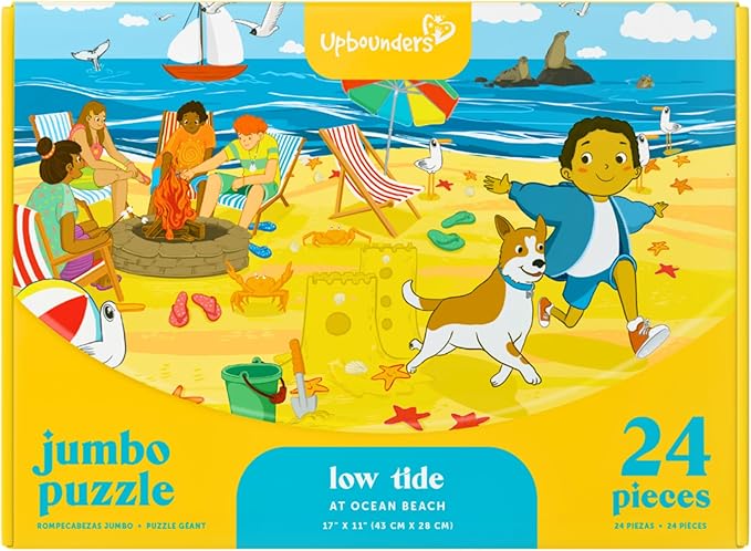 Low Tide at Ocean Beach - 24 Piece Beginner Puzzle, Ages 3 and up (Multicultural)