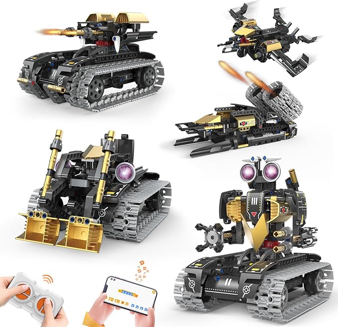 Robot Building Kit with Remote Control, STEM Gifts for Kids Age 8-12, Science Robot Kit Coding Robotics Technic Toy for Boys Girls Birthday Gifts, 5-in-1 Models with 323 Pieces