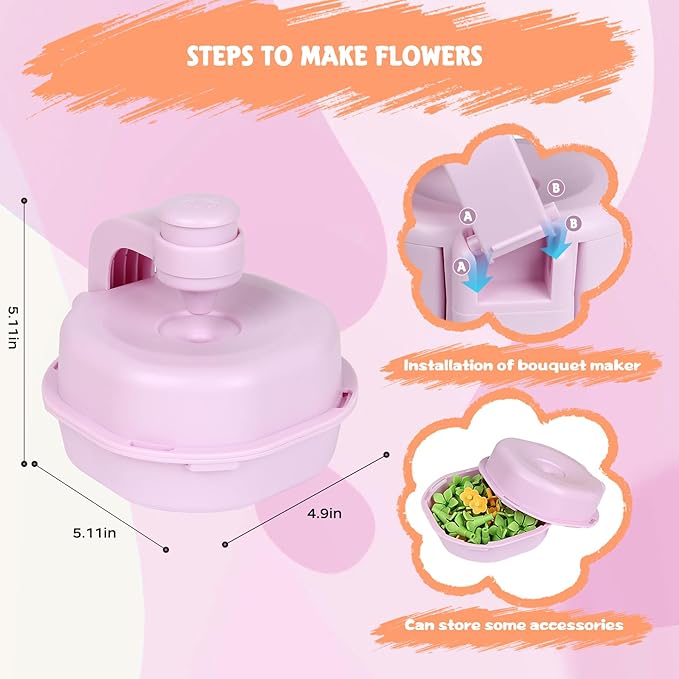 FURNIPLAS DIY Flower Craft Kit for Kid, Fabric Flower Bouquet Making Toy for 4 5 6 7 8 Years, Creative Flowers Press Kits Ages 4-8, Arts & Crafts Educational Activity for Toddler Girl, Preschool Gifts
