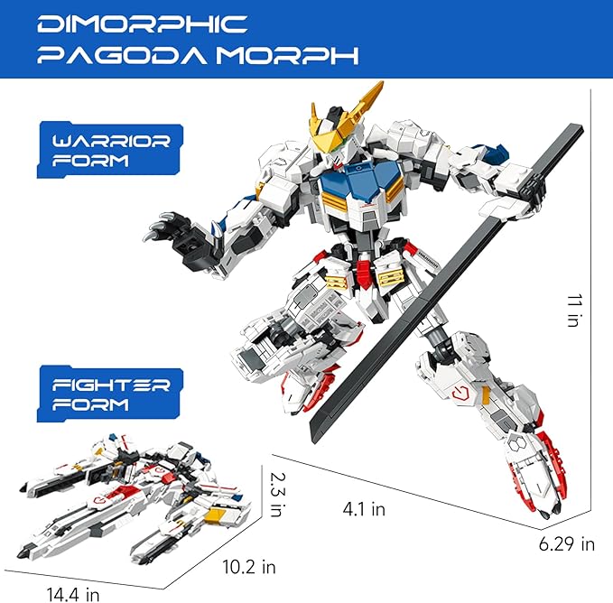 Velance Mech Robot Transforming Building Blocks Set, Warrior City Mech & Fighter Jet Building Toy Kit, Mecha Robot Building Block Model for Kids & Adults, Birthday, Valentine's Day Gift(952 Pcs)